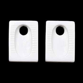 Opaque Resin Cabochons, Rectangle Squatting Toilet, White, 25.8x18.4x6mm