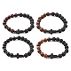 Natural & Synthetic Mixed Gemstone & Wood Cross Beaded Stretch Bracelet(BJEW-JB09623)-1