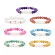 7 pièces 7 ensemble de bracelets extensibles en perles rondes avec agate patinée naturelle (teinte) et pierre de lune synthétique(BJEW-JB09124)-1