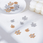 16Pcs 4 Style Alloy Pendants, with Crystal Rhinestone, Snowflake, Platinum & Light Gold, 16~22x13~17x3mm, Hole: 1.8~2mm, 4pcs/style(FIND-LP0004-14)