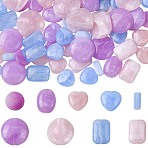 72Pcs 9 Styles Imitation Gemstone Acrylic Beads, Mixed Shapes, Two Tone, Mixed Color, 15~24.5x15~24x3.5~8.5mm, Hole: 1.4~2mm, 8pcs/style(OACR-FS0002-82)