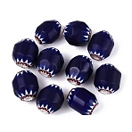 Handmade Millefiori Glass Barrel Beads, Chevron Beads, Prussian Blue, 32~36x25~31mm, Hole: 3~8mm(LA-N002-27)