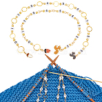 2Pcs 2 Style  Autumn Acrylic Beaded Knitting Row Counter Chains with Alloy Emanel Squirrel Acorn, Brass Linking Ring Locking Stitch Marker, Golden, 25~30cm, 1pc/style(HJEW-AB00690)