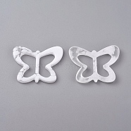 Resin Buckle Clasps, For Webbing, Strapping Bags, Garment Accessories, Butterfly, Silver, 44.5x55.5x5mm, Hole: 16x25mm(RESI-WH0008-25B)