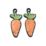 Alloy Enamel Pendants, Cadmium Free & Nickel Free & Lead Free, Carrot Charm, Black, 25x10x1.5mm, Hole: 1.6mm(FIND-O003-05EB)