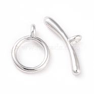 Eco-friendly Brass Toggle Clasps, Cadmium Free & Lead Free, Long-Lasting Plated, Ring, 925 Sterling Silver Plated, Ring: 10x7.5x1mm, Bar: 5x13.5x2.5mm, Hole: 1mm(KK-D082-12S)
