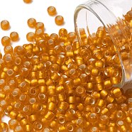 TOHO Round Seed Beads, Japanese Seed Beads, (30F) Light Hyacinth Orange Silver Lined Matte, 8/0, 3mm, Hole: 1mm, about 222pcs/bottle, 10g/bottle(SEED-JPTR08-0030F)