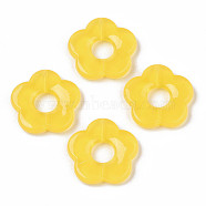 Imitation Jelly Acrylic Beads, Flower, Gold, 25.5x26x5mm, Hole: 1.6mm, about 240pcs/500g(MACR-S272-93D)