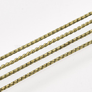 Brass Serpentine Chains, Unwelded, with Spool, Antique Bronze, 1mm, about 288.71 Feet(88m)/roll(CHC-T007-06AB)