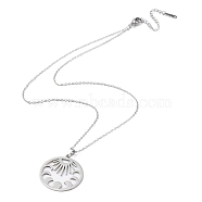 201 Stainless Steel Sun with Moon Phase Pendant Necklace with Cable Chains, Stainless Steel Color, 17.72 inch(45cm)(NJEW-Q317-04P)