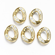 CCB Plastic Linkings Rings, Quick Link Connectors, with Crystal Rhinestone, For Jewelry Cross Chains Making, Twist, Golden, 25x20.5x6mm, Inner Diameter: 14.5x9.5mm(CCB-N005-012G)