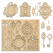 Wood Shaving Boards, Wood Craft Supplies, Clock, 15.2x14.5x0.2cm, 2pcs/set(DIY-WH0548-004)