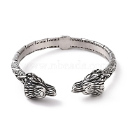 304 Stainless Steel Bird Open Cuff Bangle for Men Women, Antique Silver, Inner Diameter: 2-5/8 inch(6.8cm)(BJEW-M230-03AS)