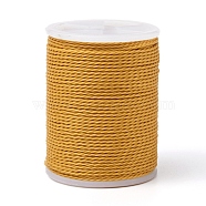Round Waxed Polyester Cord, Taiwan Waxed Cord, Twisted Cord, Goldenrod, 1mm, about 12.02 yards(11m)/roll(YC-G006-01-1.0mm-24)