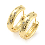Rack Plating Brass Micro Pave Cubic Zirconia Half Hoop Earrings for Women, Lead Free & Cadmium Free, Long-Lasting Plated, Real 18K Gold Plated, 18x20x5mm(EJEW-F326-11G)