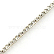 Unwelded Iron Curb Chains, with Spool, Platinum, 2.5x1.6x0.45mm, about 328.08 Feet(100m)/roll(CH-R078-10P)