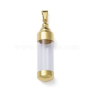 304 Stainless Steel Big Pendants, with Glass, Bottle, Golden, 51.5x12.5mm, Hole: 8x4.5mm(STAS-D097-01E-G)