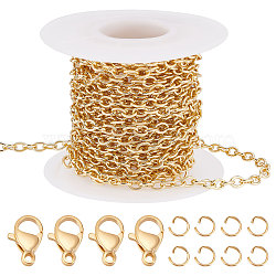 DIY Chain Bracelet Necklace Making Kit, Including Brass Cable Chains, 304 Stainless Steel Clasps & Jump Rings, Golden, Chain: 5m/bag(DIY-BBC0001-16)