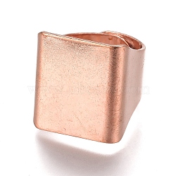 Brass Finger Rings, Wide Band Rings, Square, Rose Gold, 17x19.5mm(RJEW-WH0001-01RG)