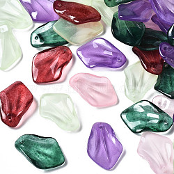 Spray Painted Glass Pendants, Petal, Mixed Color, 24.5x16.5x5mm, Hole: 1.2mm(GLAA-N042-002)