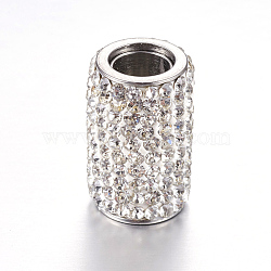 304 Stainless Steel Rhinestone Magnetic Clasps, Column, Crystal, 18x12mm, Hole: 6mm(RB-K005-01)