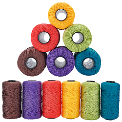 WADORN 6 Roll 6 Colors 3-Ply Polypropylene Fiber Ice Silk Hand Knitting Light Body Yarn, Mixed Color, 1.2mm, about 230m/roll, 1 roll/color(OCOR-WR0001-41)