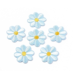 Computerized Embroidery Cloth Iron on/Sew on Patches, Costume Accessories, Appliques, Sunflower, Sky Blue, 40x1.5mm(DIY-WH0162-28B)
