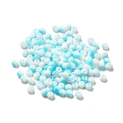 6/0 Opaque Glass Seed Beads, Round Hole, Rondelle, Sky Blue, 4~4.5x3~4mm, Hole: 0.8~1.5mm(SEED-P005-A11)
