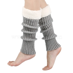 Acrylic Fiber Yarn Leg Warmers Socks, Winter Warm Long Boots Leg Covers for Women, Light Grey, 400x130mm(PW-WG3E3C7-01)