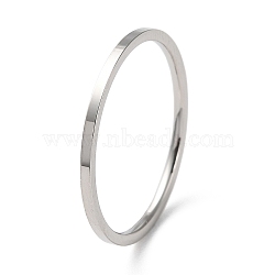 Non-Tarnish 304 Stainless Steel Simple Plain Band Finger Ring for Women Men, Stainless Steel Color, Size 7, Inner Diameter: 17.4mm, 1mm(RJEW-F152-05P)