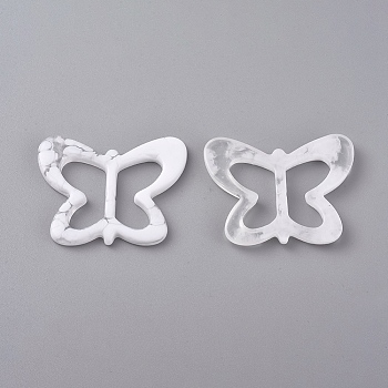 Resin Buckle Clasps, For Webbing, Strapping Bags, Garment Accessories, Butterfly, Silver, 44.5x55.5x5mm, Hole: 16x25mm