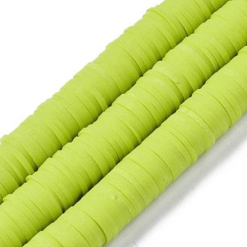 Flat Round Handmade Polymer Clay Beads, Disc Heishi Beads for Hawaiian Earring Bracelet Necklace Jewelry Making, Green Yellow, 10mm