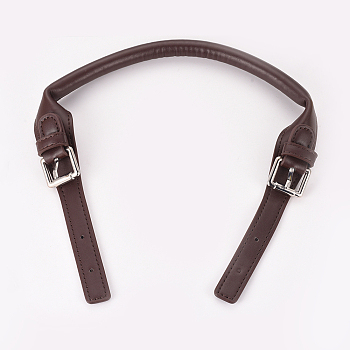 Imitation Leather Bag Handles, with Alloy Findings and Iron Findings, for Bag Straps Replacement Accessories, Coconut Brown, 568~570x16.5x12~12.5mm