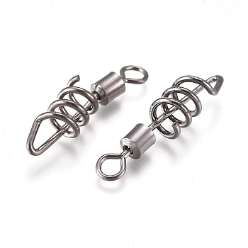 Stainless Steel Fishing Ball Bearing Swivel, with Brass Welded Rings, Stainless Steel Color, 15x3mm, Hole: 1mm and 0.9mm