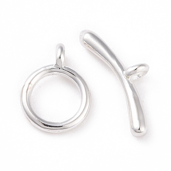 Eco-friendly Brass Toggle Clasps, Cadmium Free & Lead Free, Long-Lasting Plated, Ring, 925 Sterling Silver Plated, Ring: 10x7.5x1mm, Bar: 5x13.5x2.5mm, Hole: 1mm