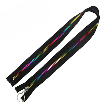 #5 Nylon Coil Zippers Rainbow Zipper Tape, Resin Coil Colorful Teeth, Black, 0.87 Yard(80cm)