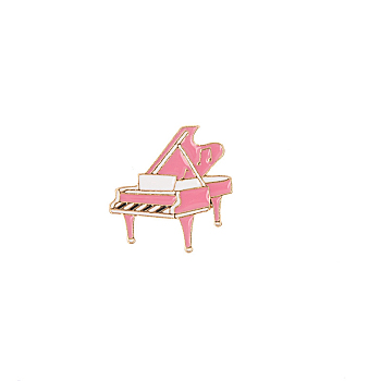 Piano Enamel Pin, Golden Alloy Badge for Backpack Clothes, Pink, 29x27mm