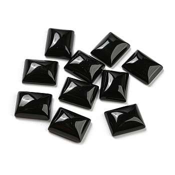 Natural Black Onyx Cabochons, Dyed & Heated, Rectangle, 10x8x3.5mm