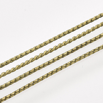 Brass Serpentine Chains, Unwelded, with Spool, Antique Bronze, 1mm, about 288.71 Feet(88m)/roll