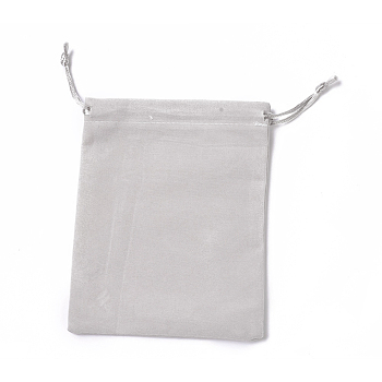 Velvet Packing Pouches, Drawstring Bags, Dark Gray, 15~15.2x12~12.2cm