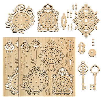 Wood Shaving Boards, Wood Craft Supplies, Clock, 15.2x14.5x0.2cm, 2pcs/set