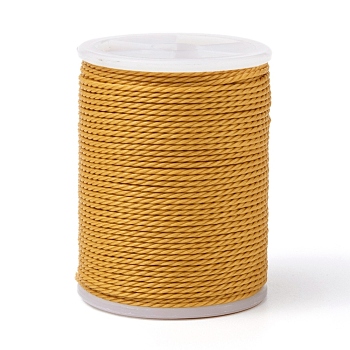 Round Waxed Polyester Cord, Taiwan Waxed Cord, Twisted Cord, Goldenrod, 1mm, about 12.02 yards(11m)/roll