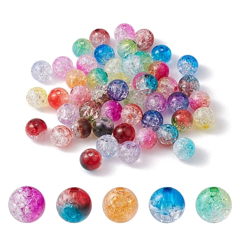 Transparent Crackle Acrylic Beads, Round, Mixed Color, 10mm, Hole: 2mm