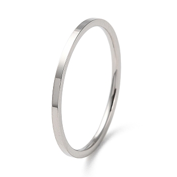 304 Stainless Steel Simple Plain Band Finger Ring for Women Men, Stainless Steel Color, Size 7, Inner Diameter: 17.4mm, 1mm
