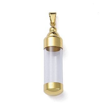 304 Stainless Steel Big Pendants, with Glass, Bottle, Golden, 51.5x12.5mm, Hole: 8x4.5mm