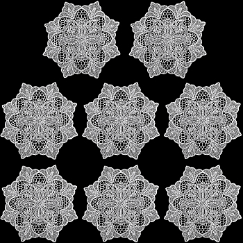 Flower Polyester Embroidery Lace Coasters, Cup Mats for Dining Table Decoration, White, 165x1mm
