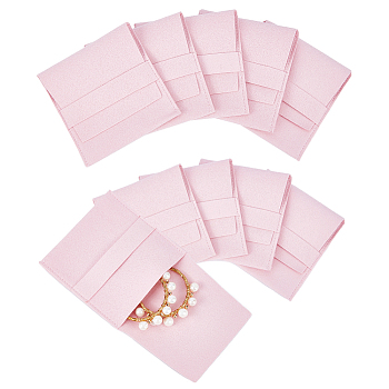 Microfiber Jewelry Pouches, Foldable Gift Bags, for Ring Necklace Earring Bracelet Jewelry, Square, Pearl Pink, 8x7.8x0.3cm