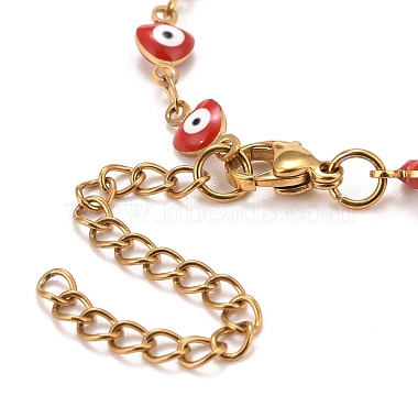 Enamel Heart with Evil Eye Link Chains Bracelet(BJEW-P271-06G-03)-3