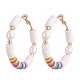Boucles d'oreilles créoles heishi en laiton de style femmes de basket-ball(EJEW-JE04086)-2