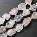 Rough Raw Natural Quartz Beads Strands, Nuggets, 19~24x15~17x11~13mm, Hole: 0.8mm, about 18~19pcs/strand, 16.73''(42.5cm)(G-G010-19-01)